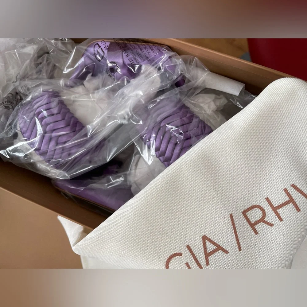 Gia Borghini X RHW Rosie 1 Satin Mules Lavender